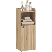 HOMCOM Badezimmerschrank, schmales 4-stufiges Aufbewahrungsmöbel, Schrank, offenes Fach, 40 x 31 x 104 cm, gelbeiche(m-8)