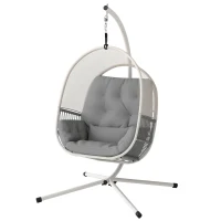 Outsunny Hanging Egg Chair, with Cushion - Light Grey(m-11)