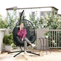 Outsunny Hanging Egg Chair, with Cushion - Dark Grey(m-2)