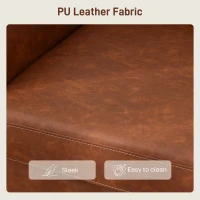 HOMCOM Faux Leather Marble-Effect Two-Seater Sofa - Brown(m-7)