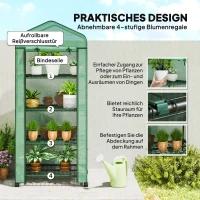 Outsunny Folien-Gewächshaus, Treibhaus, Mini-Gewächshaus, Pflanzenhaus, Frühbeet, 4 Regalfächer, 69 x 50 x 165 cm, Grün(m-6)