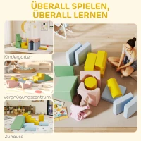 AIYAPLAY Softblokset voor kinderen, 12-delige stofblokset, schuim, cordhoes, wasbaar, pastelkleurig(m-9)