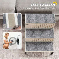 PawHut Dog Stairs with Storage, Non-Slip Cover, Pet Steps for Small Dogs & Older Cats, for Sofa, High Bed, Oak Tone(m-6)