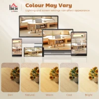 HOMCOM Ovaler Couchtisch mit Stauraum, abgerundete Ecken, Lamellen-Design, 100 x 50 x 40 cm, natürliche Holzoptik(m-4)