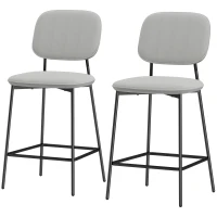 HOMCOM 2-Pack Bar Stools, Bistro Stools with Footrest, Velvet Upholstery, Steel Legs, for Dining Room, 45 x 49 x 102 cm, Light Gray(m-7)