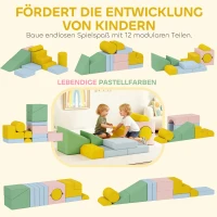 AIYAPLAY Softblokset voor kinderen, 12-delige stofblokset, schuim, cordhoes, wasbaar, pastelkleurig(m-4)
