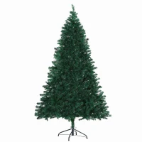 HOMCOM Albero di Natale Artificiale Alto 180cm con 1000 Rami Rigogliosi Base in Acciaio(m-1)