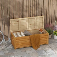 Outsunny Coffre de rangement extérieur jardin 176L en bois avec poignée, dim. 130L x 50l x 45H cm(m-10)