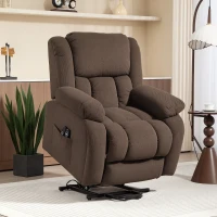HOMCOM Fauteuil releveur électrique, fauteuil relax électrique avec fonction massage et chauffage, 93 x 104 x 100 cm, marron(m-10)