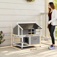 PawHut Outdoor Cat House, Outdoor Cat Shelter, Waterproof, Folding Roof, Spruce Wood, 80 x 93 x 95, Gray(m-3)