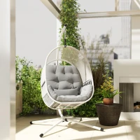 Outsunny Hanging Egg Chair, with Cushion - Light Grey(m-9)