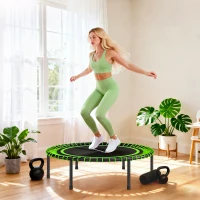 SPORTNOW Cama Elástica Fitness Ø114 cm con Marco de Acero Reforzado para Entrenamiento Piernas Cuerpo Verde y Negro(m-2)