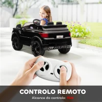HOMCOM Carro Elétrico SUV Infantil 12V com 2 Motores Controlo Remoto Faróis Buzina Bluetooth Música USB e Abertura de Porta 3-5km/h 110x68x52cm Preto(m-5)