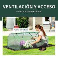 Outsunny Mini Invernadero 200x100x80 cm para Jardín Vivero Casero Tipo Túnel con Marco de Acero y Cubierta Plástico Verde(m-7)
