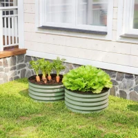 Outsunny Set of 2 Raised Garden Bed, Metal Planter Box with Safety Edging, Easy-to-assemble Stock Tank, Green(m-8)