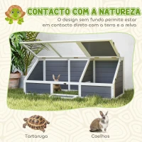 PawHut Casa para Tartarugas em Madeira sem Base com Tampas Articulada Porta Frontal com Pestilhas 120x55x50 cm Cinza Claro(m-5)