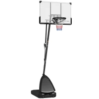 SPORTNOW Tabela de Basquetebol para Exterior Altura Ajustável em 16 Níveis 150-305 cm com Rodas e Base Recarregável  Preto(m-9)