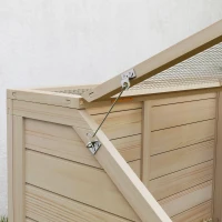 PawHut Casetta per tartaruga in legno con coperchio apribile, chiusure, 2 spazi distinti, Legno naturale(m-4)