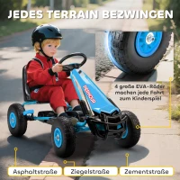 AIYAPLAY Gokart na pedały dla dzieci, regulowane siedzisko, koła EVA, hamulec, sprzęgło, 3-8 lat, niebieski(m-6)