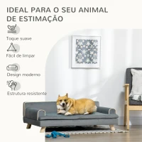PawHut Cama Elevada para Cães Grandes e Médios 100x62x32 cm  Revestimento em Chenille com Almofada Lavável  Cinza Escuro(m-7)