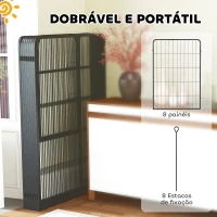 PawHut Parque para Cães de 8 Painéis 68x100 cm Parque Dobrável para Cães Médios com Portas Fecho e Estacas Preto(m-6)