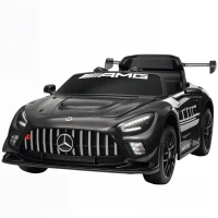 AIYAPLAY Auto elettrica Mercedes per bambini, batteria 12V, luci LED, funzione musicale, clacson, 3-8 anni, Nero(m-6)