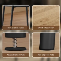 HOMCOM Set Masă Rotundă de Dining cu 4 Scaune Economisitor de Spațiu în Lemn și Metal Stil Industrial(m-6)