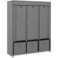 HOMCOM Armoire de rangement en tissu pliable avec 5 étagères, 2 tringles et 3 tiroirs en tissu 125L x 43l x 162.5H cm