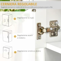 HOMCOM Mobile Cucina Moderno con 2 Armadietti, Ante in Vetro e Mensole Regolabili, 80x48x170 cm, Bianco(m-8)