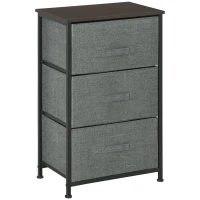 HOMCOM Meuble de Rangement 3 tiroirs chiffonnier dim. 45L x 30l x 71H cm métal MDF Non tissé Gris(m-12)