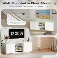 HOMCOM Mobilier suport TV de până la 55", suspendat sau de podea, uși amortizate, alb.(m-4)