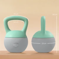 SPORTNOW Kettlebell 8 kg mit Metallsand-Füllung rutschfester Griff für Zuhause 19x19x28 cm Grün und Grau(m-3)