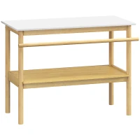 HOMCOM Étagère salle de bain rangement, meuble salle de bain en bambou à 2 niveaux avec barre porte-serviettes étagère ouverte(m-12)