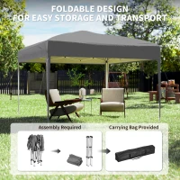 Outsunny 3 x 3 m Garden Pop Up Gazebo Marquee Party Tent Wedding Canopy, Height Adjustable with Carrying Bag, Grey(m-5)