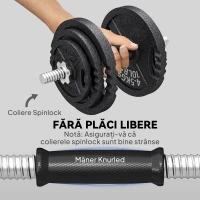 SPORTNOW Greutăți pentru Sală 2 în 1 de 42 kg cu 14 Discuri, Bară de Greutăți și Haltere, din Oțel, 180x24x24 cm, Negru(m-5)