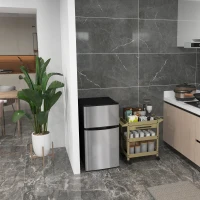 HOMCOM 88L Under Counter Fridge Freezer, Small Refrigerator with 5-Setting, 3 Star Freezer Rating, Black and Silver Tone(m-2)