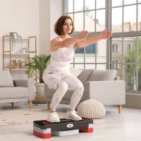 Stepper Fitness Aerobic - Aosom.fr x FFHandball - hauteur reglable surface antiderapante 80 x 31 x 20 cm noir gris clair(m-2)