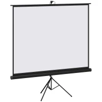 HOMCOM Écran de projection 100 pouces avec support trépied hauteur réglable, écran 4K HD 4:3, films en intérieur/à l'extérieur(m-12)