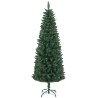 HOMCOM Sapin de Noël Artificiel 180 cm Arbre de Noël Slim avec support en acier pliable, 479 branches épines Vert(m-12)