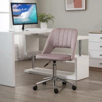 Vinsetto Chaise de bureau design contemporain pivotante 360° ergonomique dossier strié aéré hauteur réglable revêtement velours 49 x 60 x 91 cm rose(m-10)