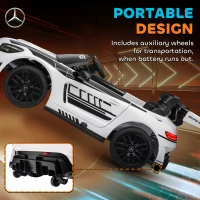 AIYAPLAY Mercedes-Elektroauto, Aufsitzauto für Kinder, 12V Batterie, LED-Lichter, Musikfunktion, Hupe, 3-8 Jahre, Weiß(m-6)