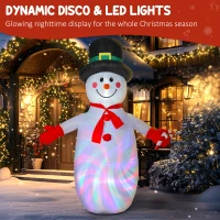 Outsunny 8FT Christmas Inflatable Outdoor Decoration with Dynamic Disco & LED Lights, Self-Inflating Christmas Blow Up Snowman for Garden, Indoor Outdoor Home Decor(m-4)