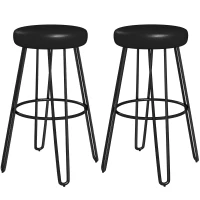 HOMCOM Lot de 2 tabourets de bar chaises de bar style industriels avec repose-pieds, pieds en U, siège rembourré, noir(m-12)