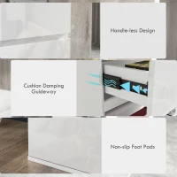 HOMCOM 5-Drawer Modern Dresser, High Gloss Storage Drawer Unit for Bedroom, White(m-5)