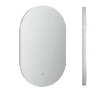 kleankin Miroir ovale mural lumineux LED salle de bain 81 x 51 cm 3 couleurs luminosité réglable interrupteur tactile transparent(m-12)