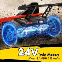 AIYAPLAY 24V Elektro-Go-Kart zum Fahren und Driften, Nylon-Reifen, Sicherheitsgurt, Hupe, Musik für 8-12 Jahre Rot(m-5)