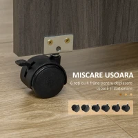 HOMCOM Masă Extensibilă pe 6 Roți cu 2 Sertare și Dulap cu Uși, din Lemn, 120x60x76.5 cm, Gri(m-7)