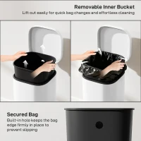 HOMCOM 30L Kitchen Bin, Compact Pedal Bin with Soft-Close and Stay-Open Lid, Removable Bucket for Kitchen, Home, Office, White(m-6)