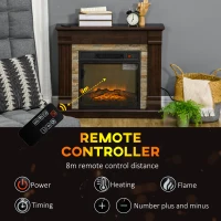 HOMCOM Semineu Electric de Podea cu Timer, Temperatura Reglabila, din Metal, ABS si PAL, 80x21.6x67.8 cm, Maro(m-6)