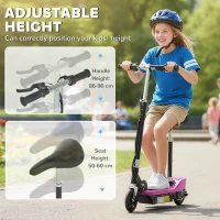 HOMCOM Foldable Powered Scooter Ride on 12V 120W W/Brake Kickstand-Pink(m-8)